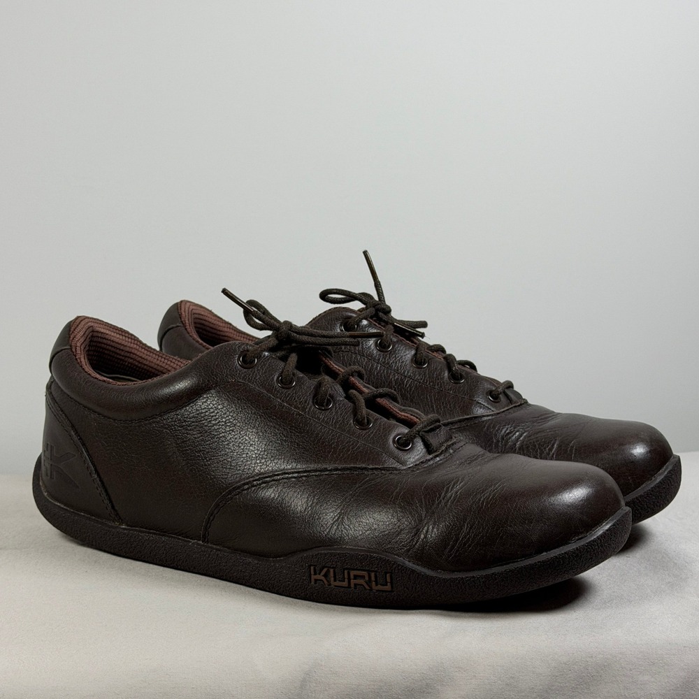 Kuru Mens Brown All Leather Walking Shoes Comfort Sneakers Size 10